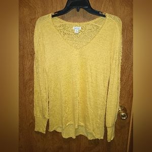 Sundance 100% Linen Long Sleeve Hi/Low Tunic Top Shirt XSmall Yellow